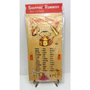 Vtg Wooden Shopping List Reminder Board w/Pegs NOS MCM Kitchen Wall Decor